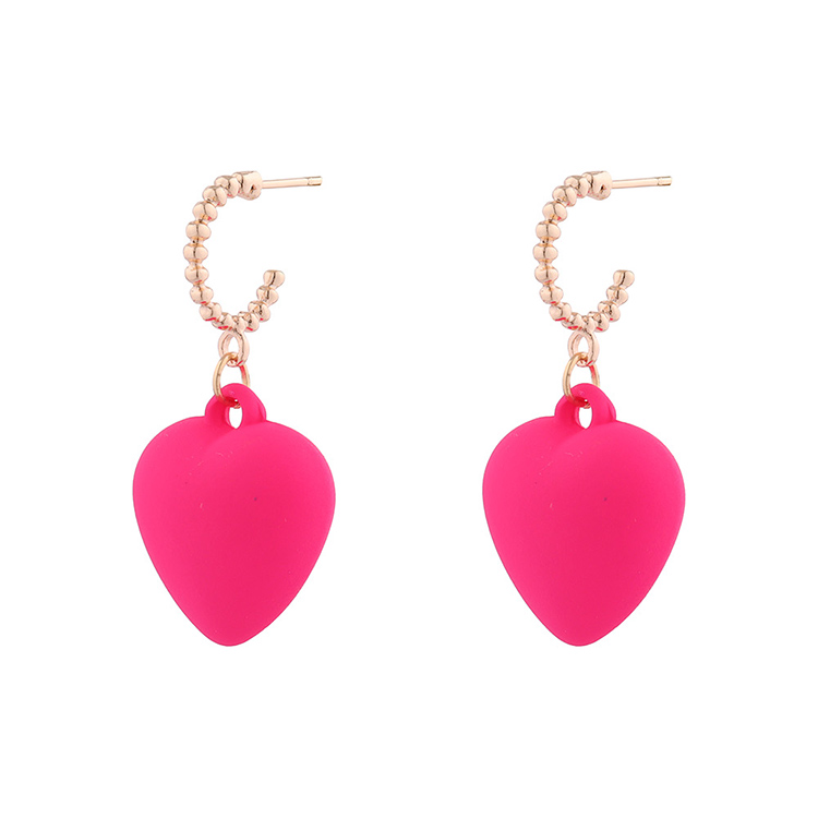 Simple Cute Creative Frost Heart pendant alloy Earrings