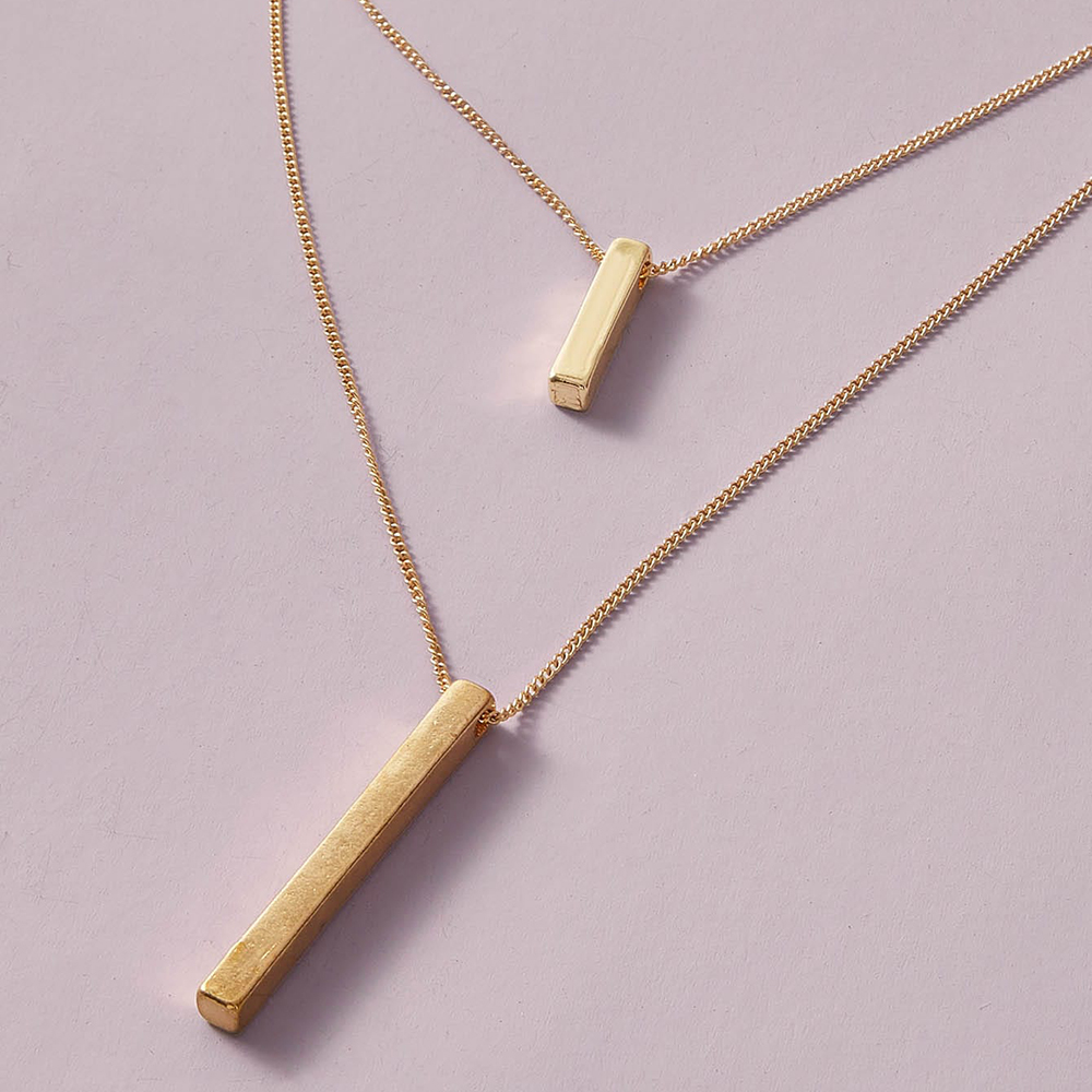 Simple Fashion Double-layer Geometric Rectangle Alloy Necklace