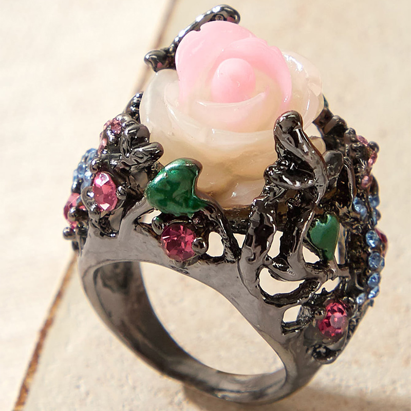 Fashion Simple Geometric Gecko Pink Rose Alloy Ring