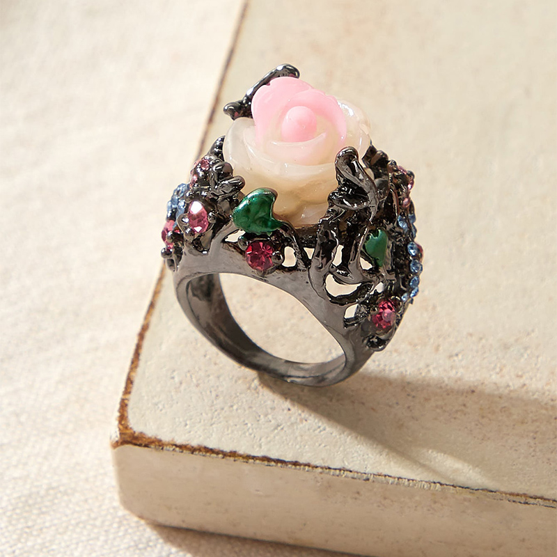 Fashion Simple Geometric Gecko Pink Rose Alloy Ring