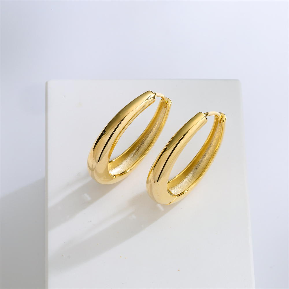 Fashion Copper Plated 14K Gold Round Shaped Earrings Female