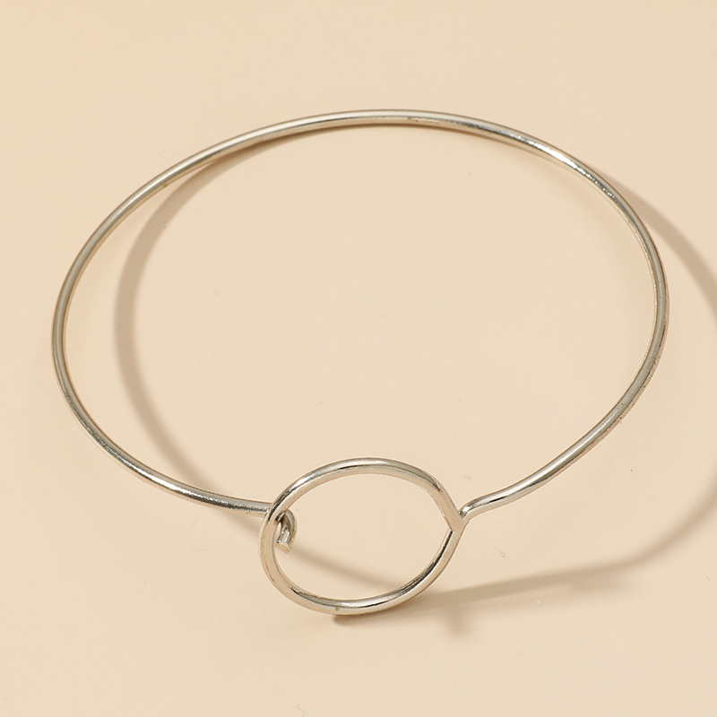 Fashion Simple Circle Geometric Silver  Color Alloy Bracelet