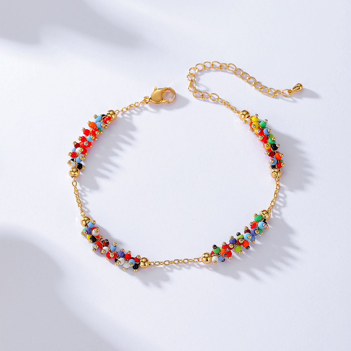 Fashion Colorful Copper Gold Plated Beads Anklet 1 Piece