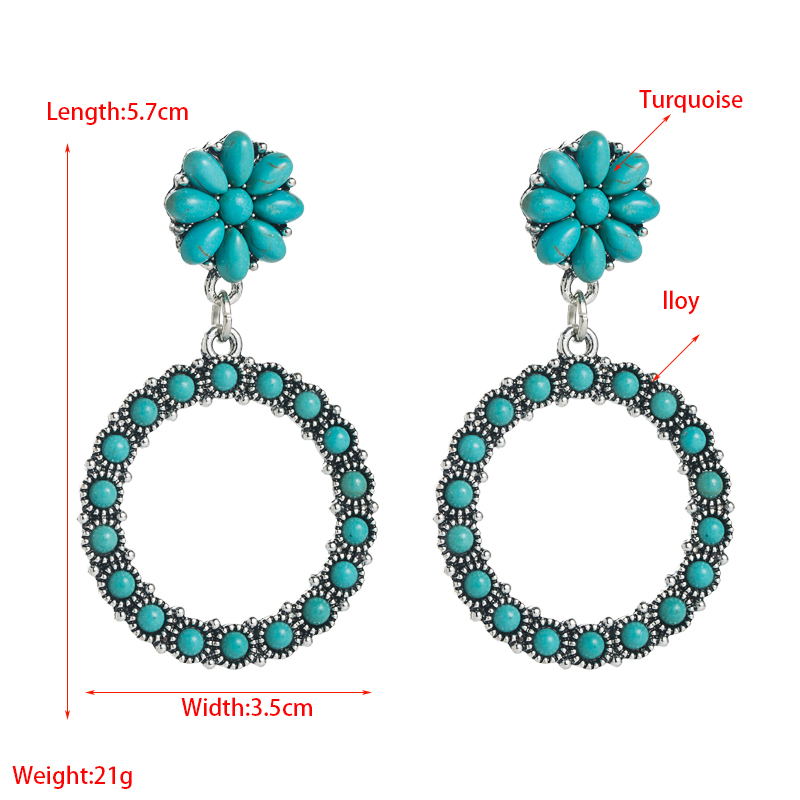 Womenu0027S Vintage Style Fashion Geometric Alloy Earrings Inlaid Turquoise Alloy Turquoise Hoop Ear