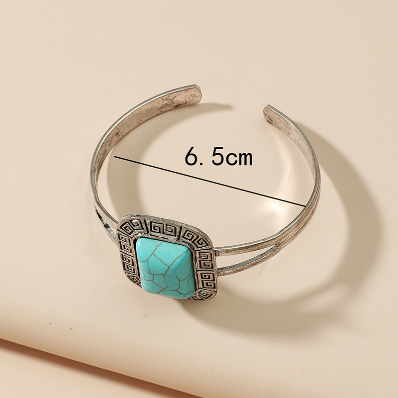 Fashion Simple Geometric Square Turquoise Open-Ended Bracelet