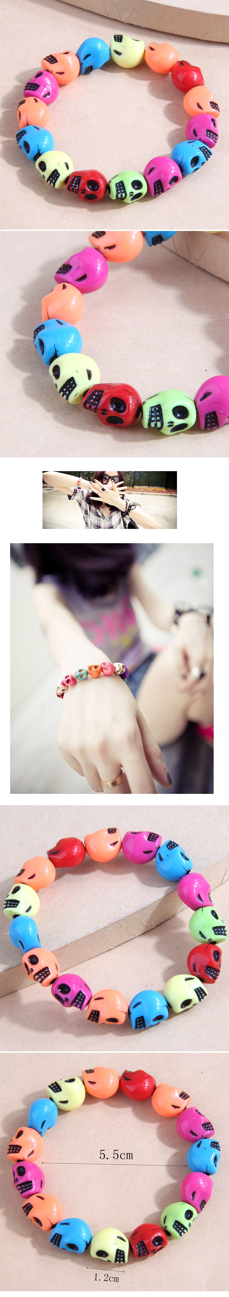 Fashion Simple Blue Yellow Green Red Orange Skull Geometric Bracelet