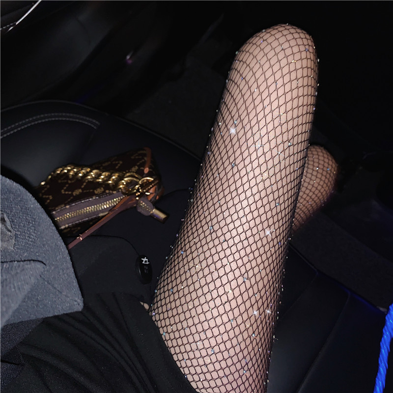 Fashion Bureau Colorful Pantyhose Bright Crystal Plus Size Mesh Stockings