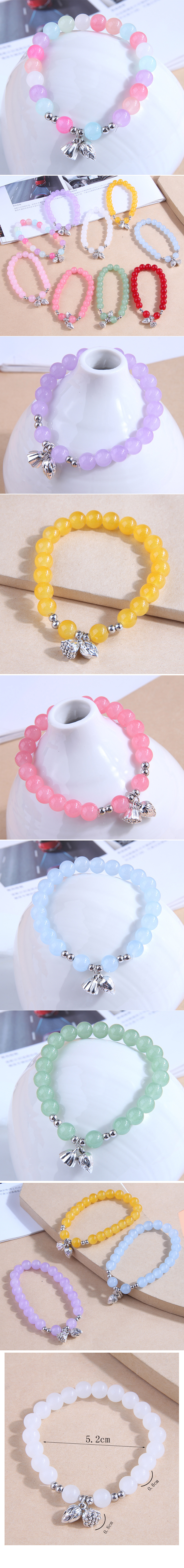 Fashion Sweet Metal Lotus White Ball Pendant Beaded Bracelet