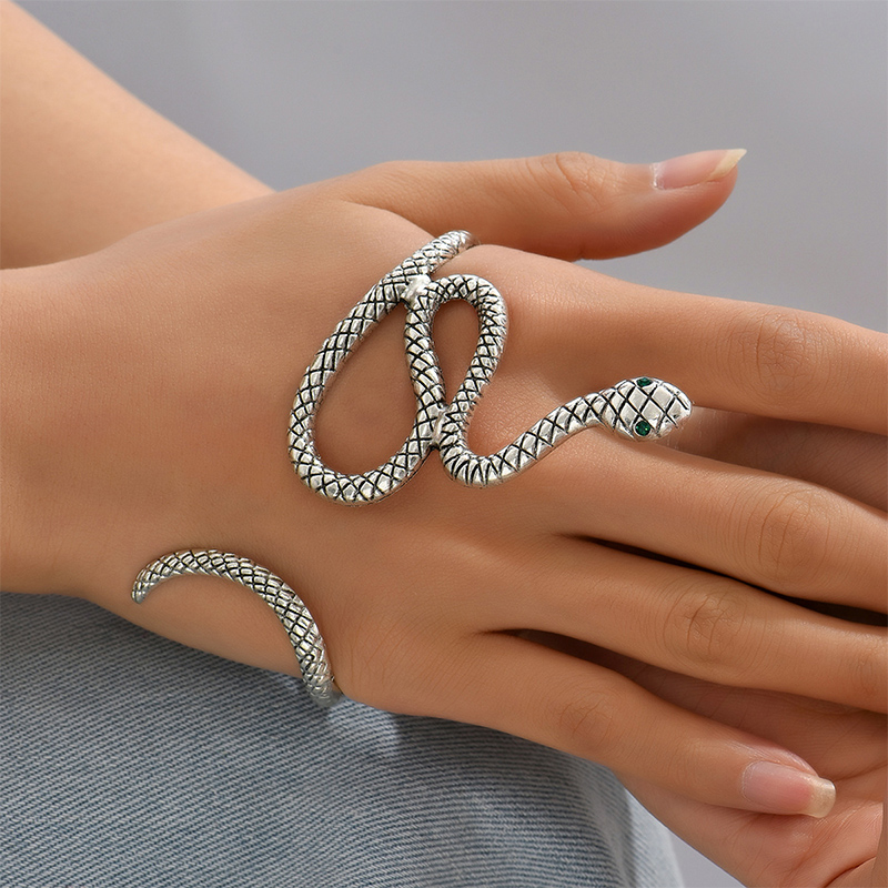 Fashion Cool Punk Snake-Shaped Geometric Bangle Three-Color Bracelet