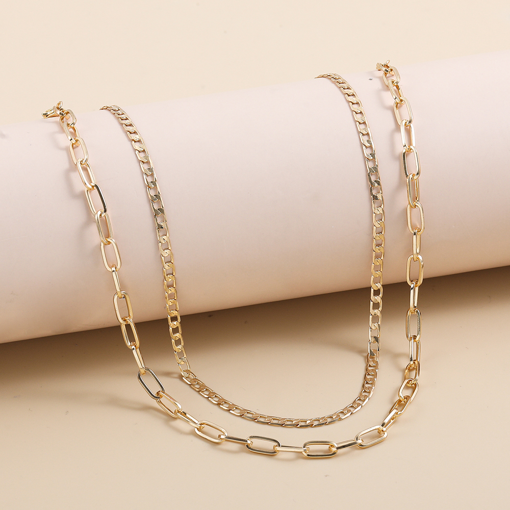 Fashion Simple Geometric Double Layer Clavicle Chain Alloy Buckle Necklace