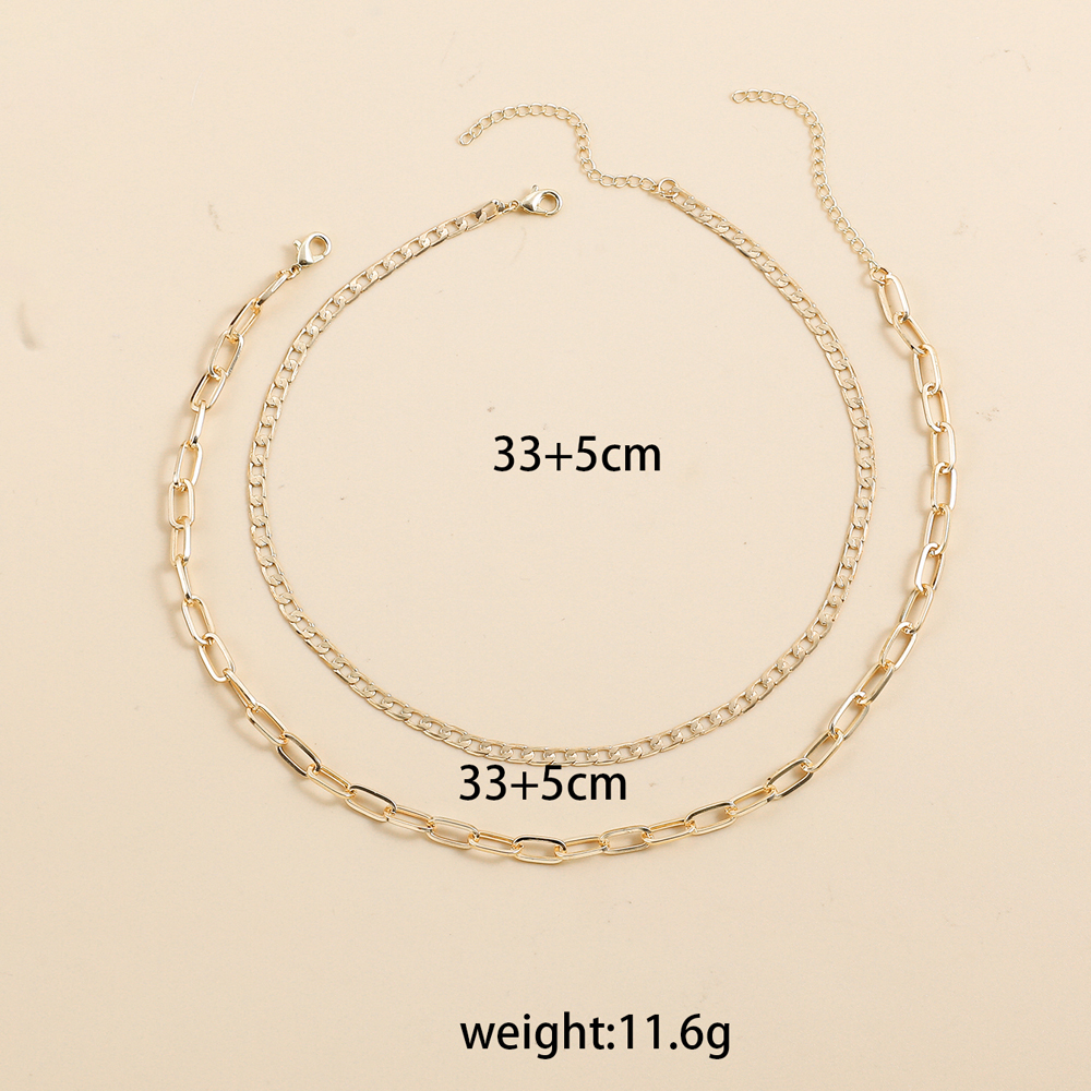 Fashion Simple Geometric Double Layer Clavicle Chain Alloy Buckle Necklace