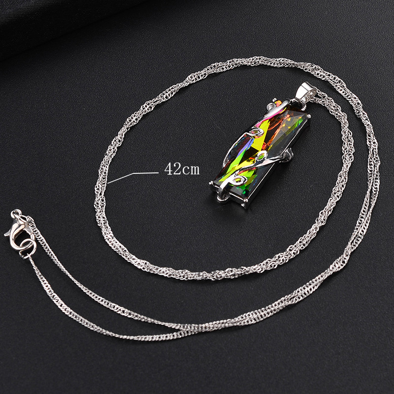 Fashion Colorful Crystal square leaf pendant alloy Necklace