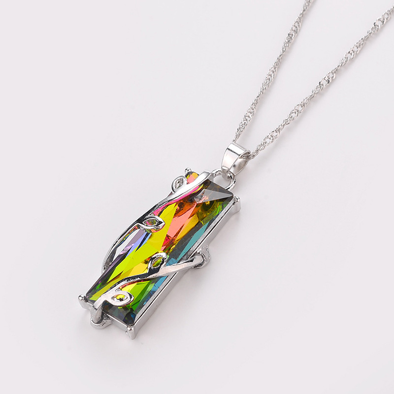 Fashion Colorful Crystal square leaf pendant alloy Necklace