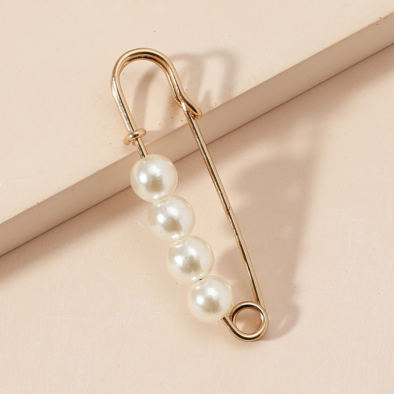 simple style pin shape alloy inlaid Pearl Brooch