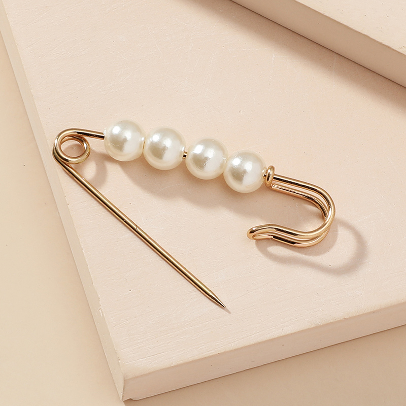 simple style pin shape alloy inlaid Pearl Brooch