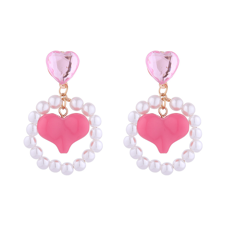 Fashion Retro Cute Creative Pearl Heart Shaped Beaded Earrings
