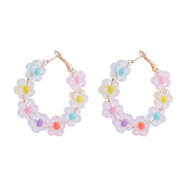 Fashion Simple Cute Creative Beaded Resin Flower Earrings