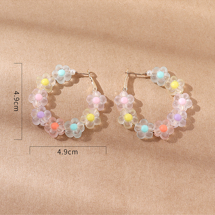 Fashion Simple Cute Creative Beaded Resin Flower Earrings