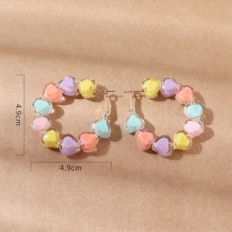 Fashion Cute Fresh Creative Resin Peach Heart Shaped Beaded Earrings