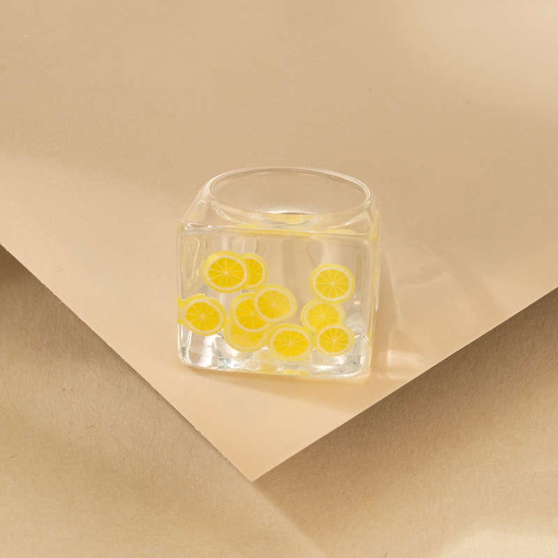 New Fashion Resin Bead Lemon Print Color Ring