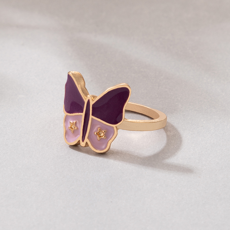 Simple Style Butterfly Alloy Enamel Womenu0027S Rings 1 Piece