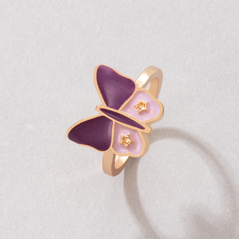 Simple Style Butterfly Alloy Enamel Womenu0027S Rings 1 Piece