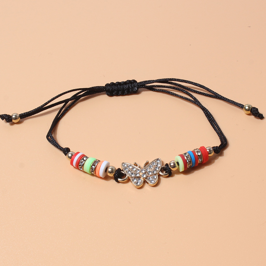 Fashion Alloy Lightning Butterfly Heart-Shaped Multi-Color Adjustable Polymer Clay Bracelet