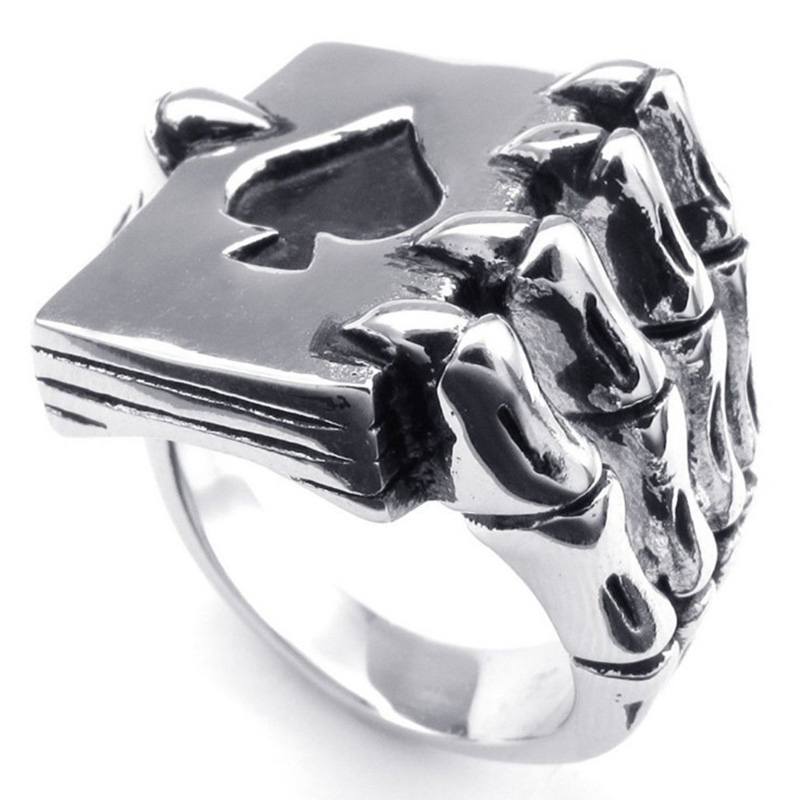 Fashion Geometric Poker Spades Card Alloy Ring Ornament