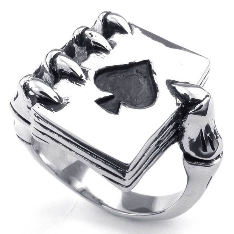 Fashion Geometric Poker Spades Card Alloy Ring Ornament