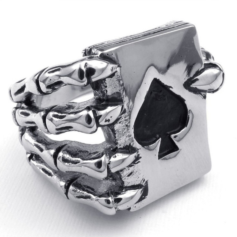 Fashion Geometric Poker Spades Card Alloy Ring Ornament