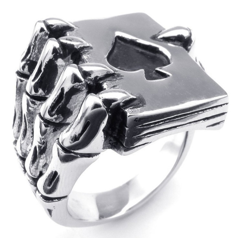Fashion Geometric Poker Spades Card Alloy Ring Ornament