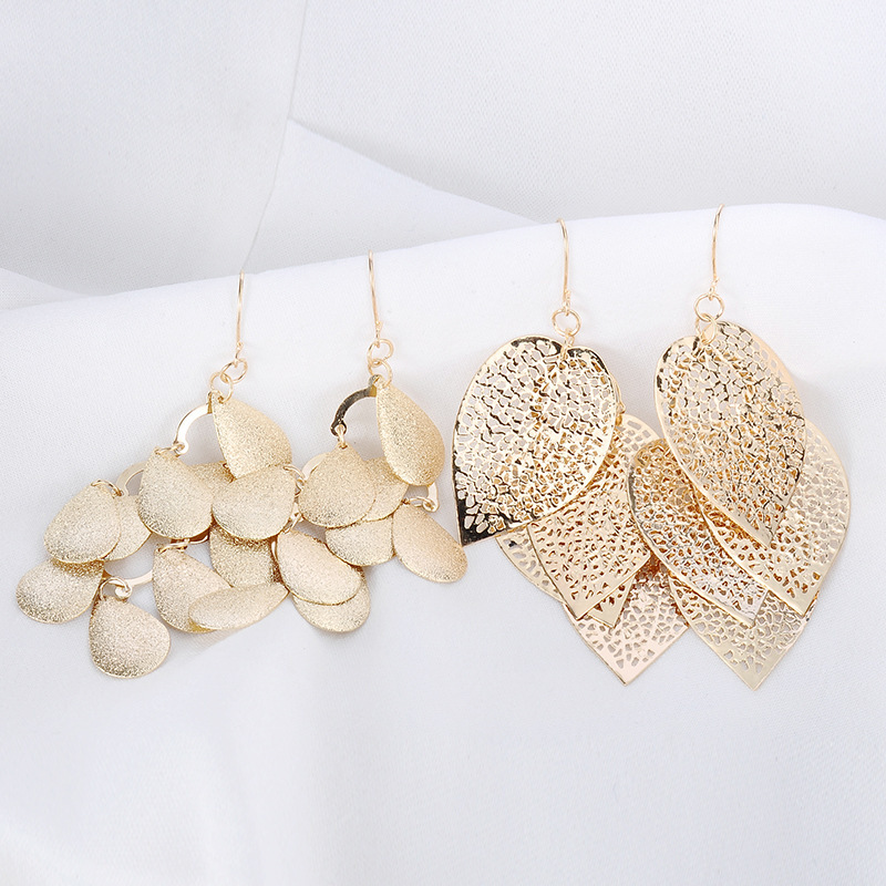 Fashion Ornament Pearl Tassel Water Drop Leaves Earings Set 6 Pairs