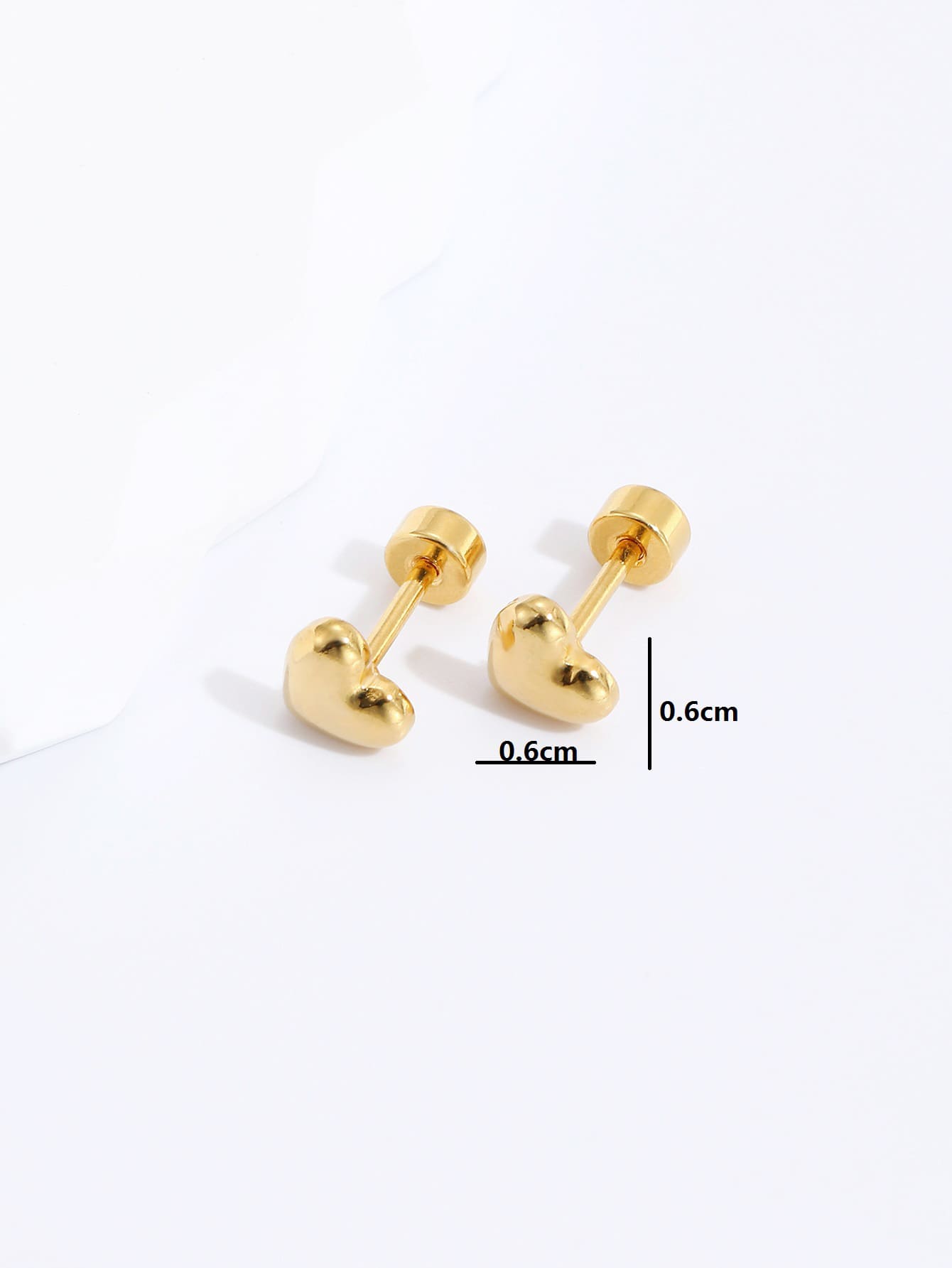 Fashion Stainless Steel Electroplated 18K Gold heart stud Earrings