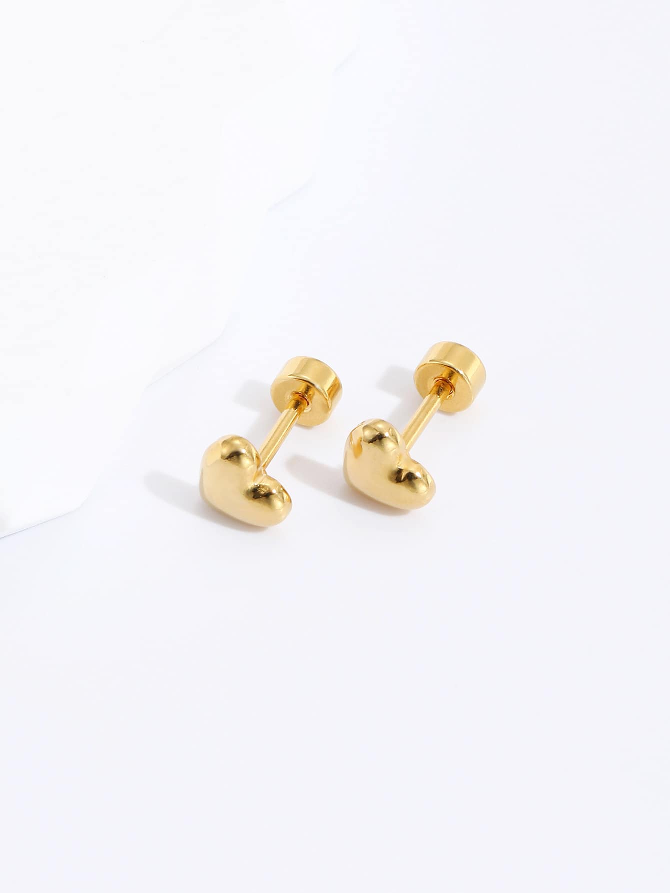 Fashion Stainless Steel Electroplated 18K Gold heart stud Earrings