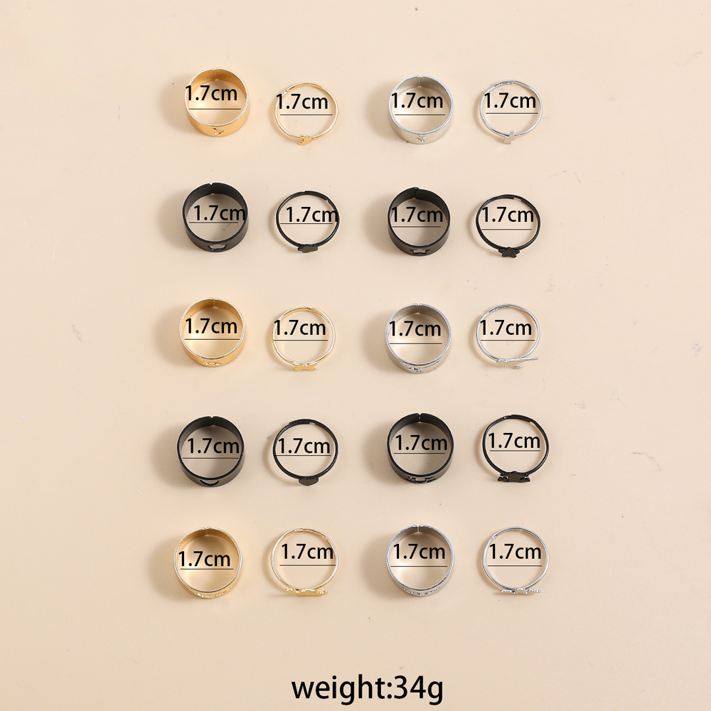 Fashion Creative Geometric Butterfly Snake Frog Hollow Couple Ring Set