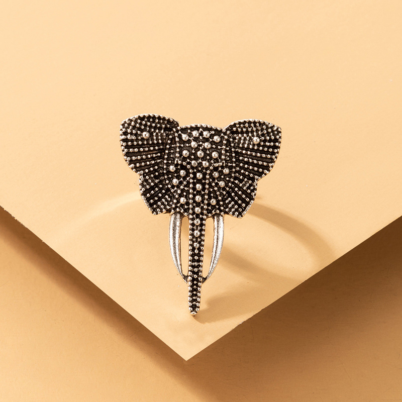 Creative Retro style Elephant shape alloy single Ring