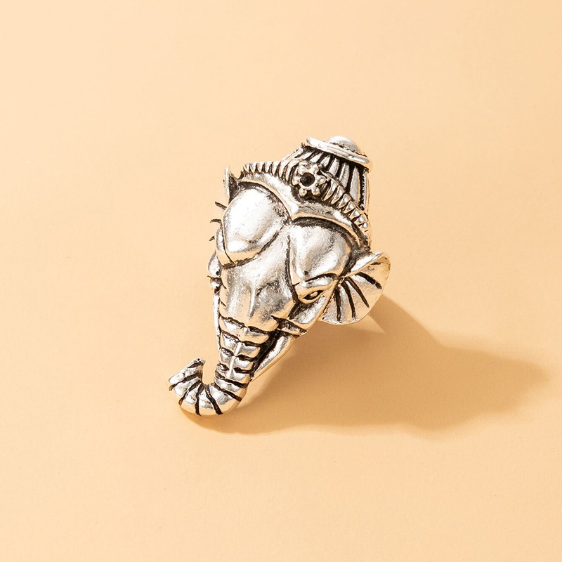 Creative Retro style Elephant shape alloy single Ring