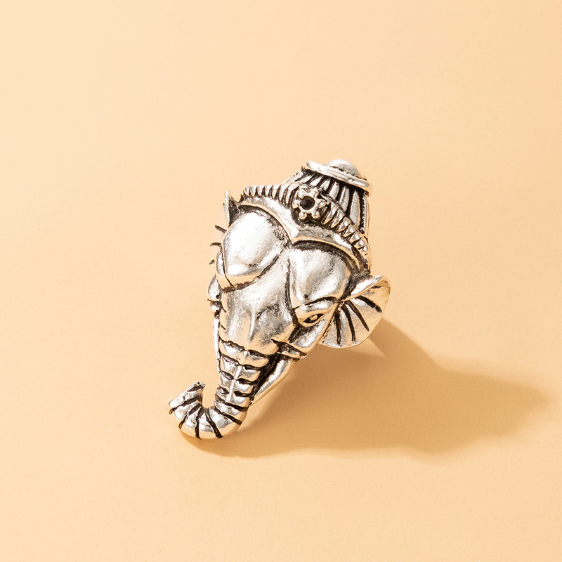 Creative Retro style Elephant shape alloy single Ring