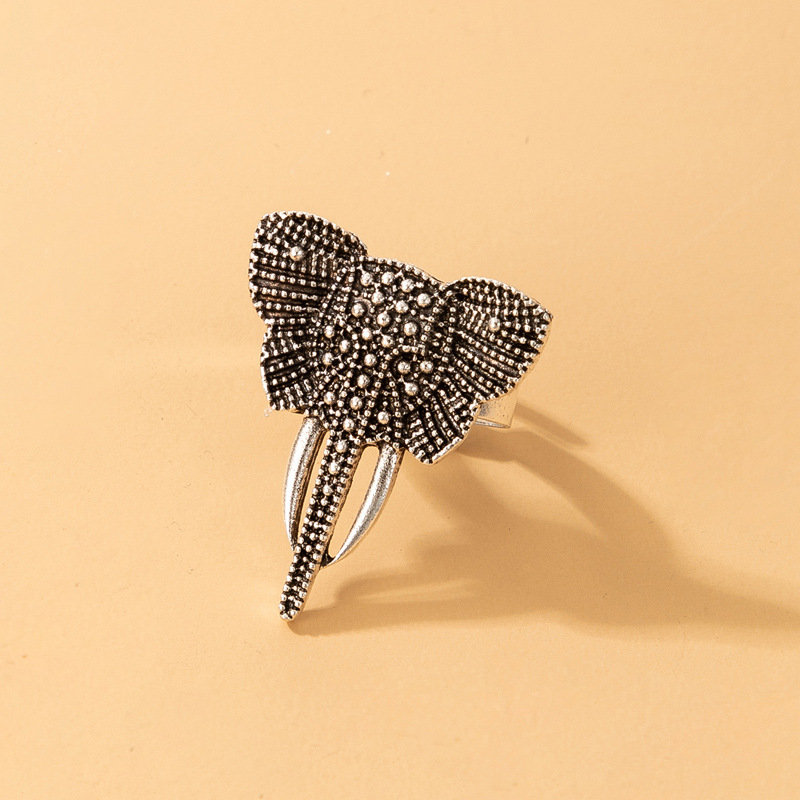 Creative Retro style Elephant shape alloy single Ring