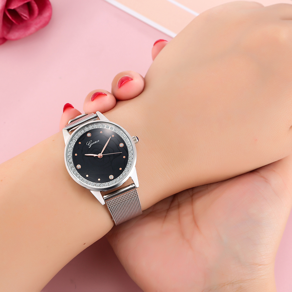 Milan Mesh Belt Plum Noodles inlaid Diamonds Womenu0027s Watch