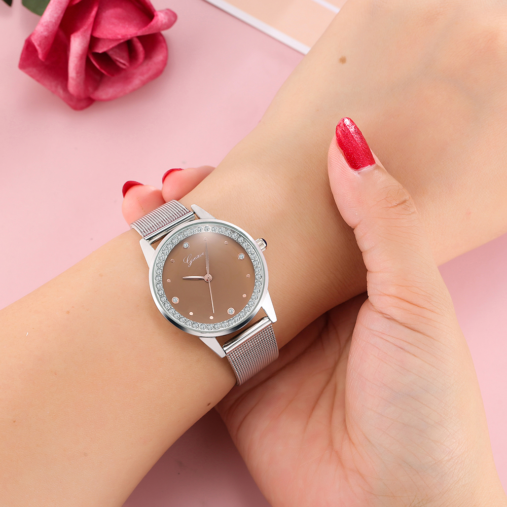 Milan Mesh Belt Plum Noodles inlaid Diamonds Womenu0027s Watch