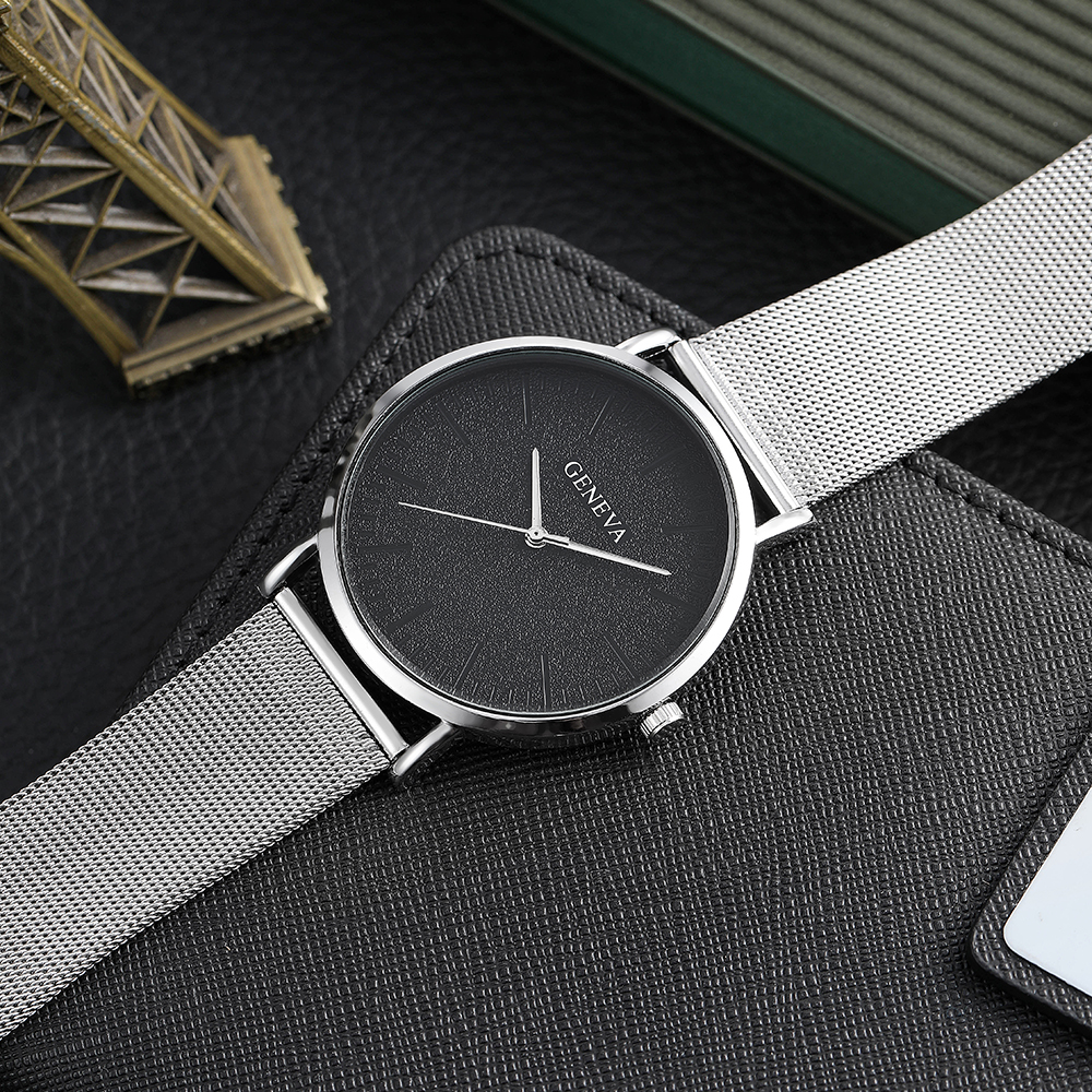Simple chain Bracelet round Pointer Quartz Watch Menu0027s accessories Set Wholesale