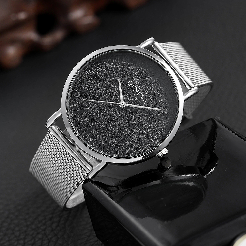 Simple chain Bracelet round Pointer Quartz Watch Menu0027s accessories Set Wholesale