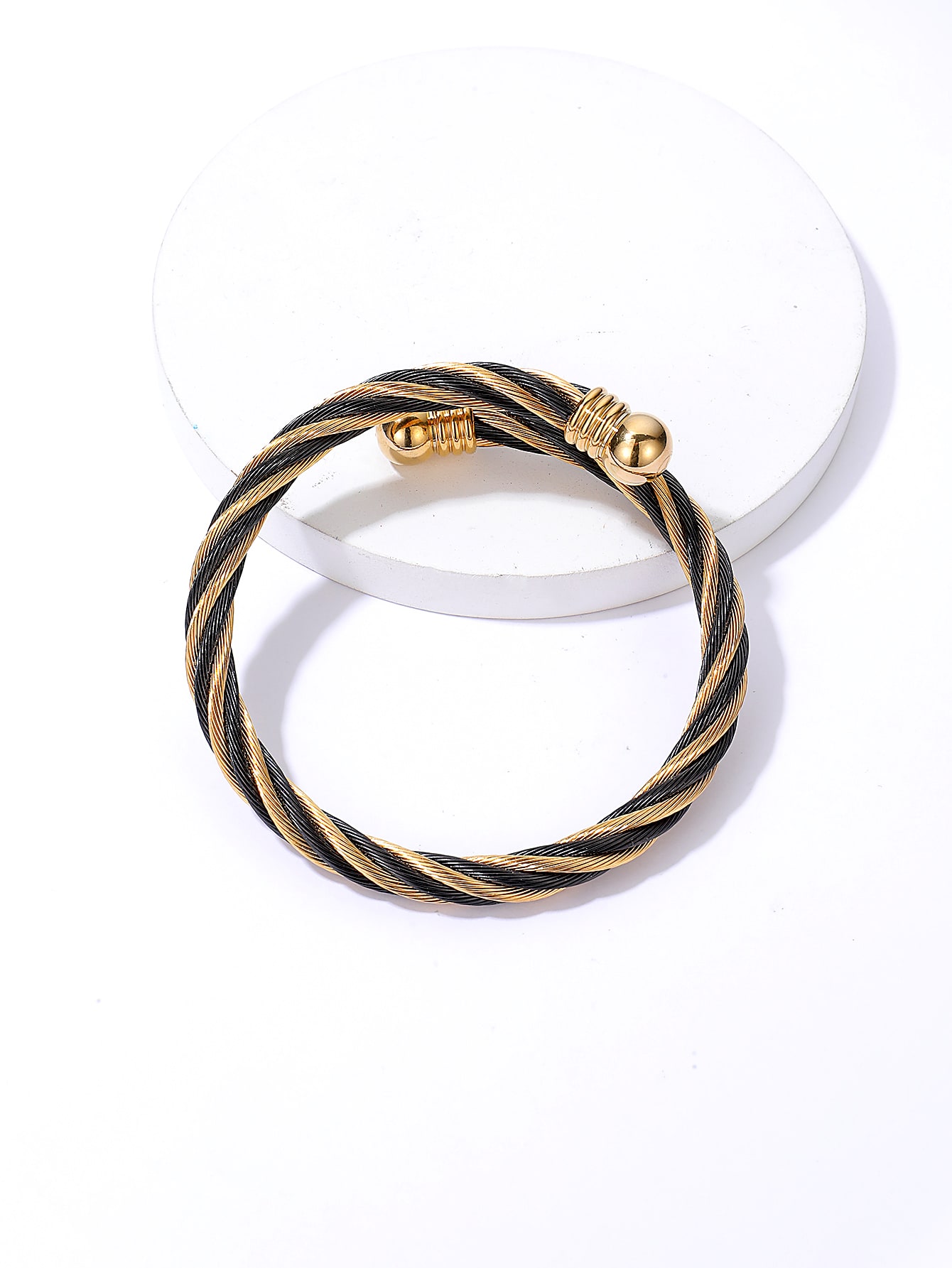 Fashion Simple Jewelry Stainless Steel Plating Black Golden Color Bracelet