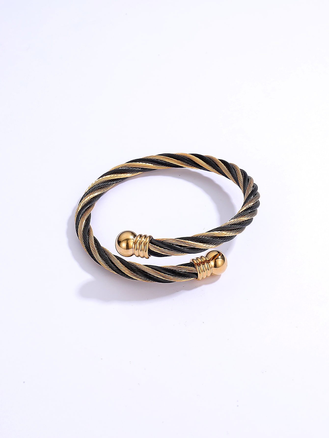 Fashion Simple Jewelry Stainless Steel Plating Black Golden Color Bracelet