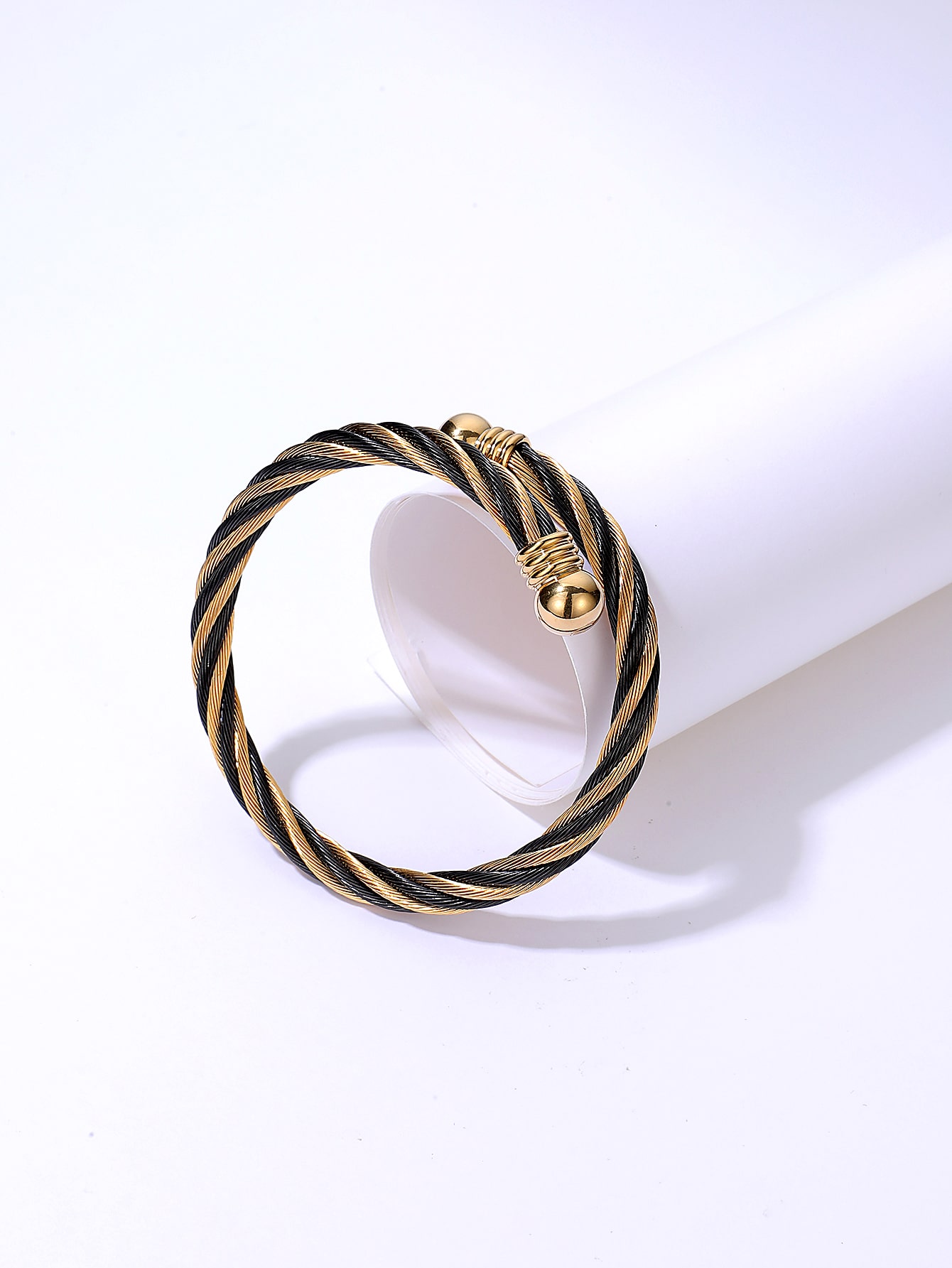 Fashion Simple Jewelry Stainless Steel Plating Black Golden Color Bracelet