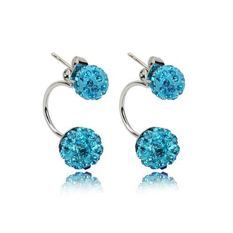 Fashion Ornament Inlay Rhinestone Ball Clay Metal Stud Earrings