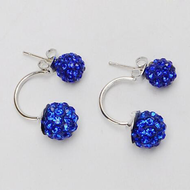 Fashion Ornament Inlay Rhinestone Ball Clay Metal Stud Earrings