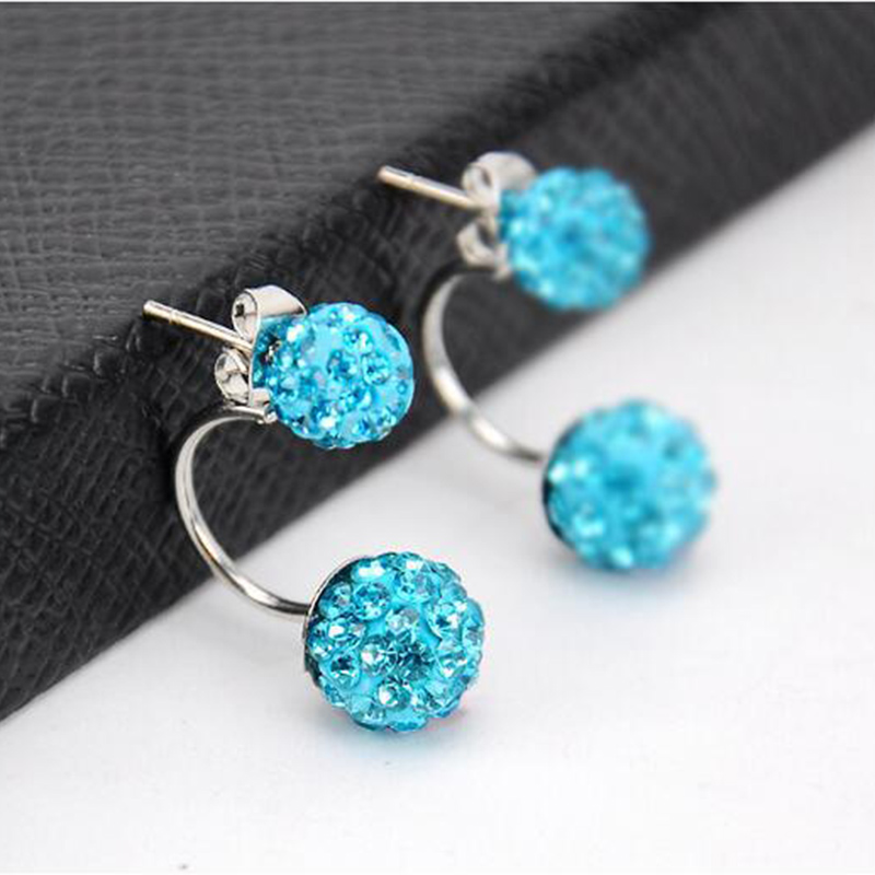 Fashion Ornament Inlay Rhinestone Ball Clay Metal Stud Earrings