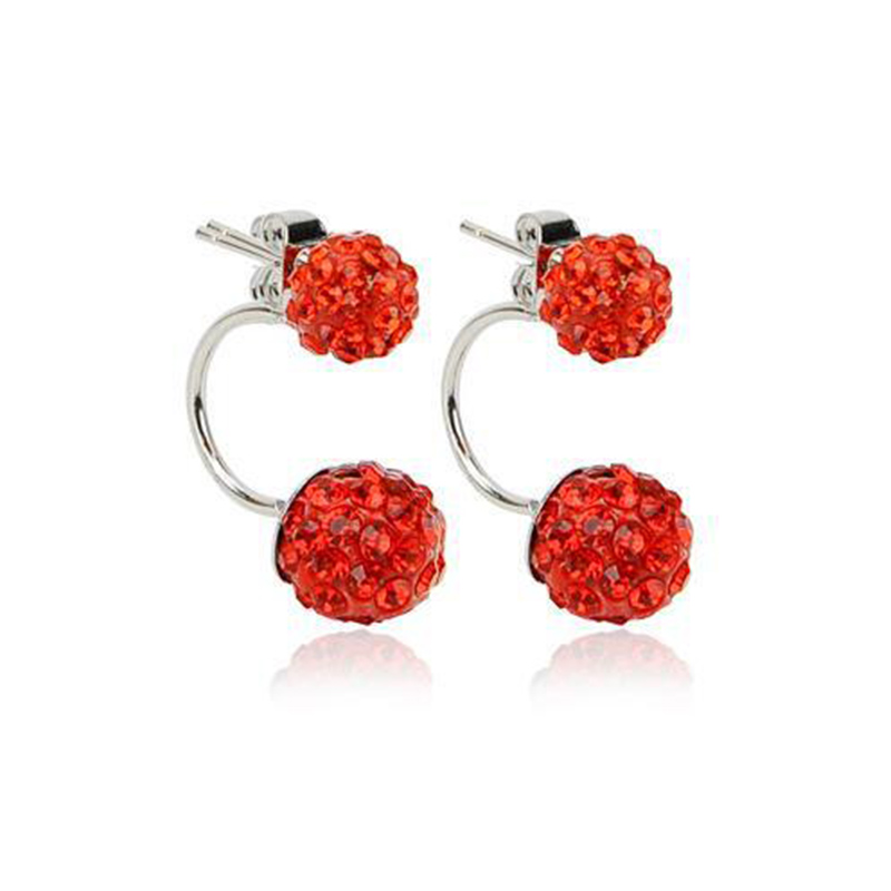 Fashion Ornament Inlay Rhinestone Ball Clay Metal Stud Earrings